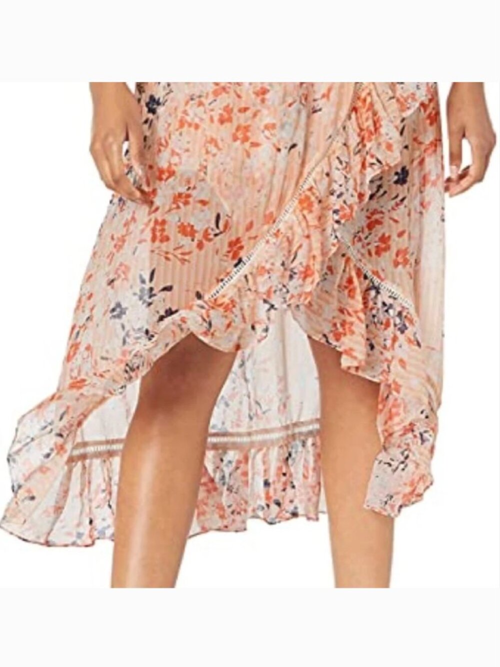 Ramy Brook Manon Dress S NWT Silk Floral Print Strapless High Low Ruffle Orange - Picture 7 of 10